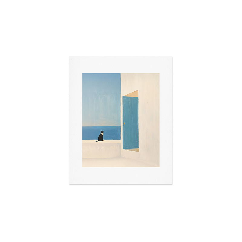 Quiet Cat by the Sea Art Print Gallery Image 1
