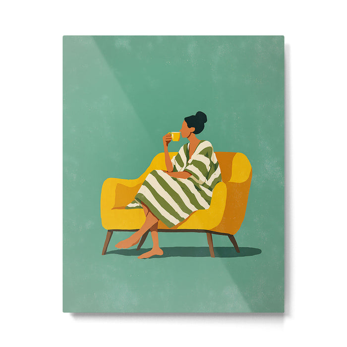 Quiet Coffee Moment at Home Metal Print Gallery Image 1