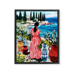 Red Dress by the Sea Framed Canvas Print Gallery Image 6