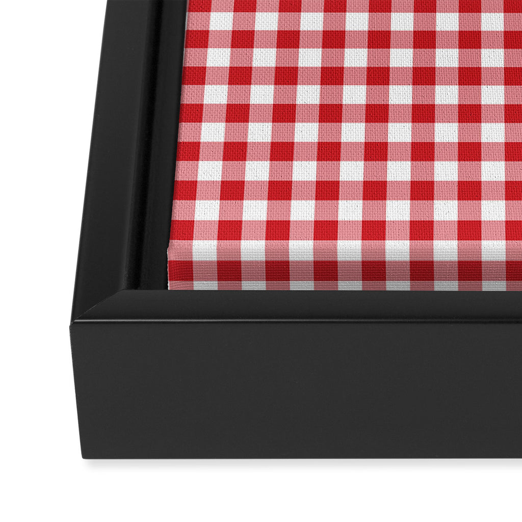 Red Scarlet Flame Gingham Check Framed Canvas Print Gallery Image 3