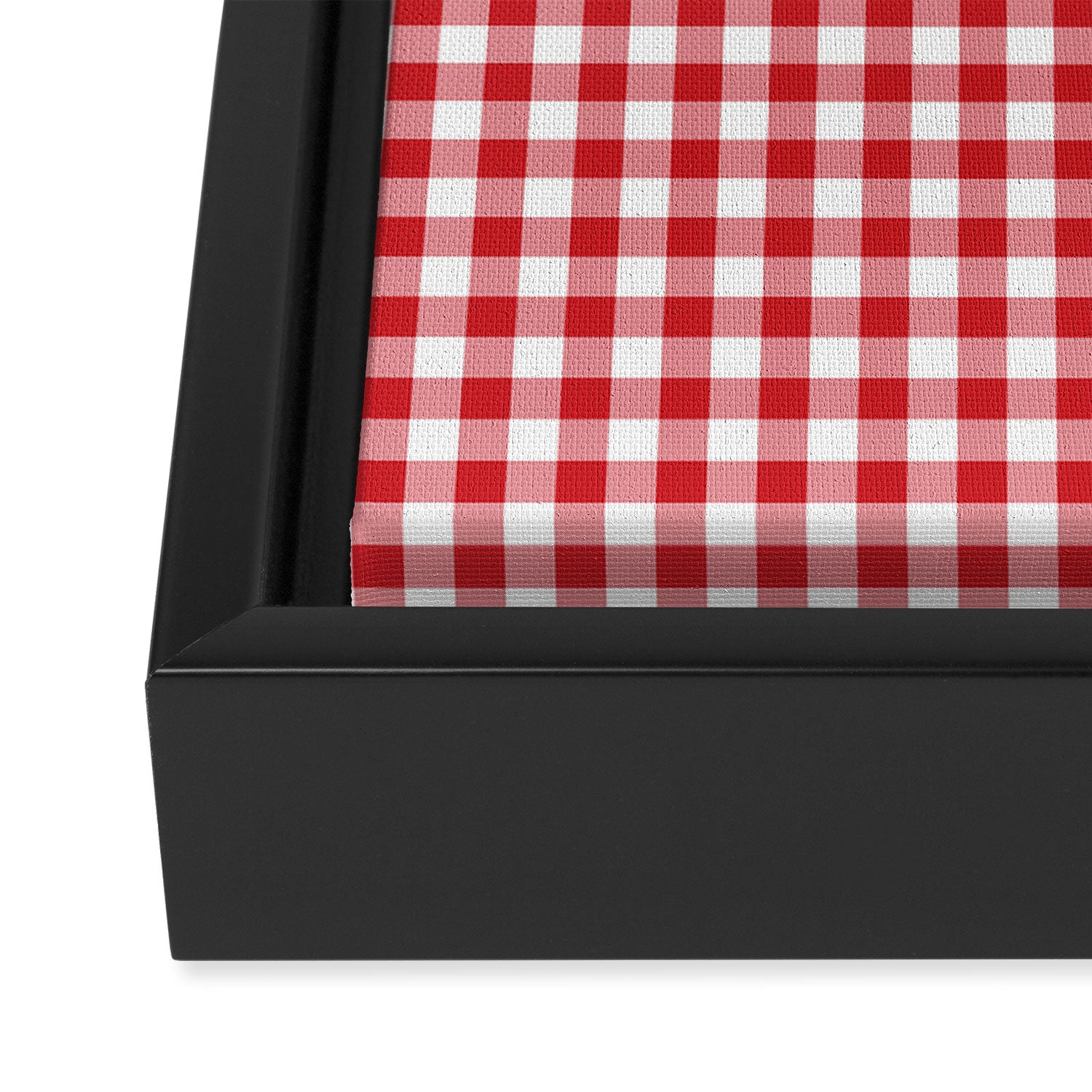 Red Scarlet Flame Gingham Check Framed Canvas Print Gallery Image 3
