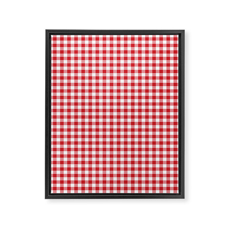 Red Scarlet Flame Gingham Check Framed Canvas Print Gallery Image 8
