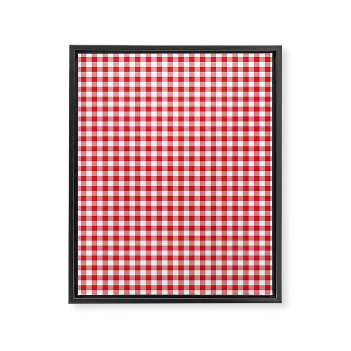 Red Scarlet Flame Gingham Check Framed Canvas Print Gallery Image 1