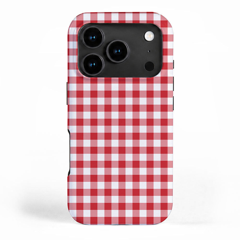 Red Scarlet Flame Gingham Check iPhone Case Gallery Image 1