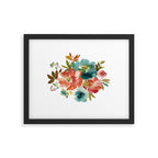 Red Turquoise Teal Floral Watercolor Framed Art Print Gallery Image 4
