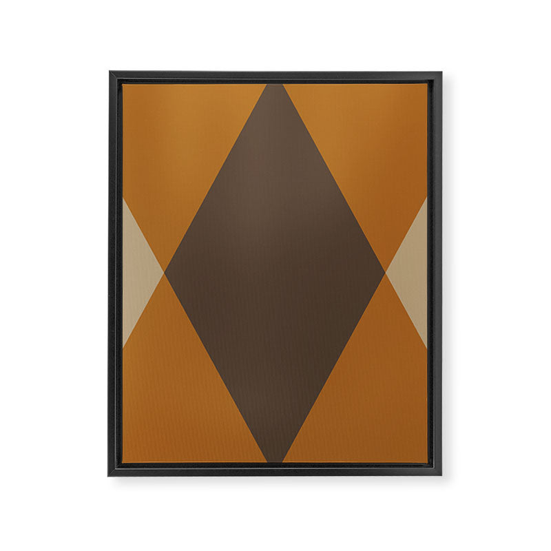 Retro Argyle Diamond Pattern Brown Caramel Framed Canvas Print Gallery Image 6