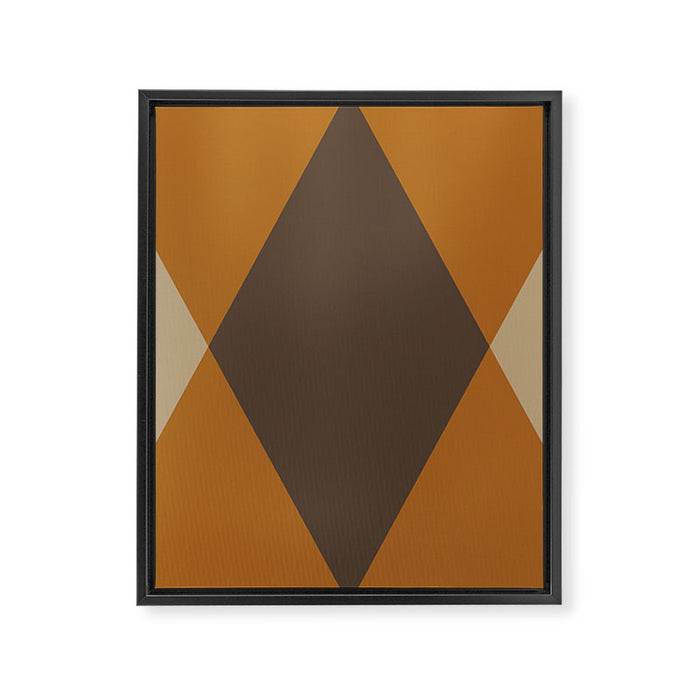 Retro Argyle Diamond Pattern Brown Caramel Framed Canvas Print Gallery Image 1
