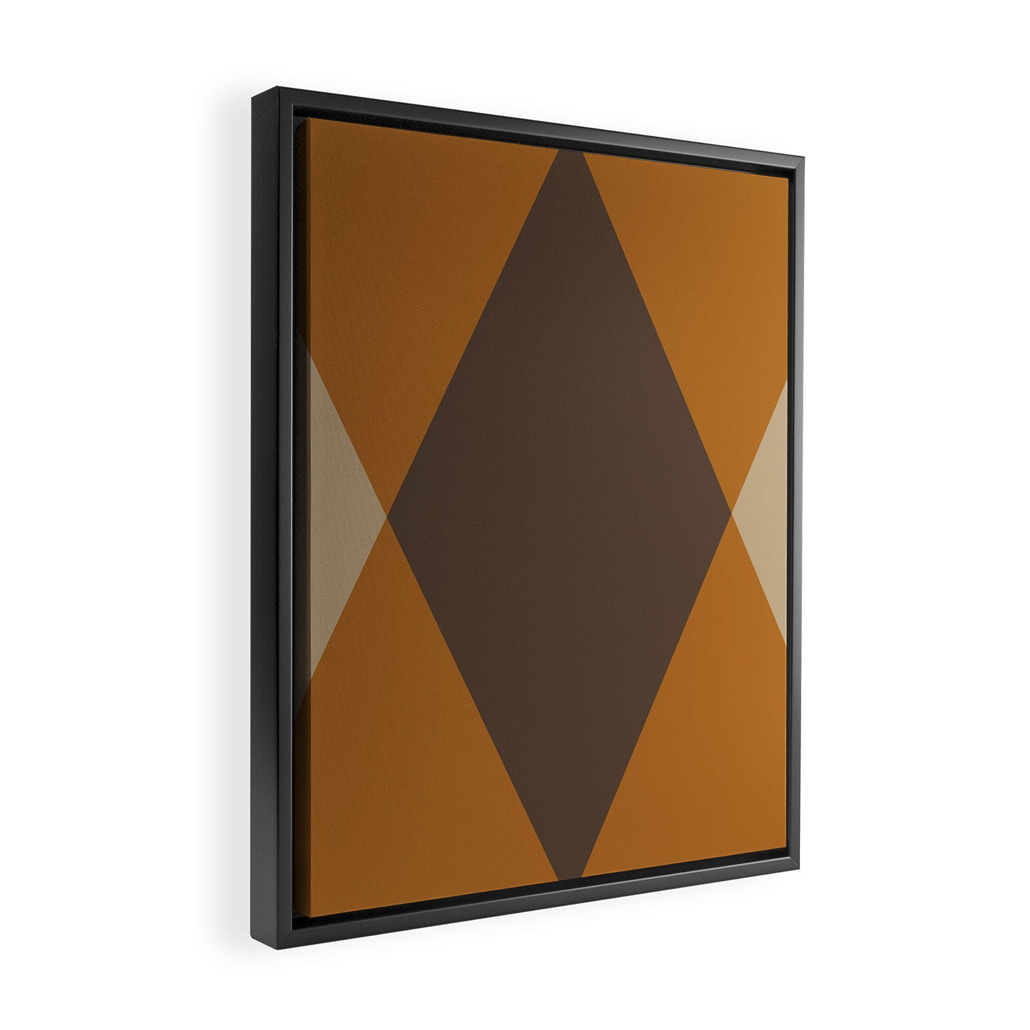 Retro Argyle Diamond Pattern Brown Caramel Framed Canvas Print Gallery Image 2