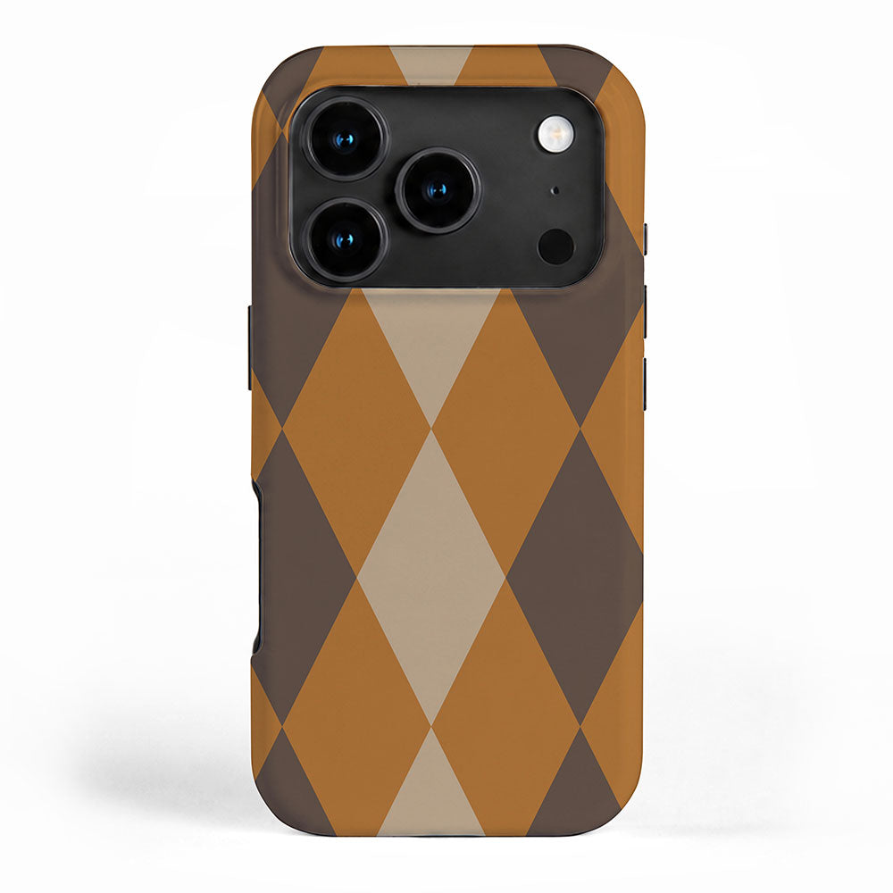 Retro Argyle Diamond Pattern Brown Caramel iPhone Case Gallery Image 1
