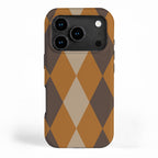 Retro Argyle Diamond Pattern Brown Caramel iPhone Case Gallery Image 1