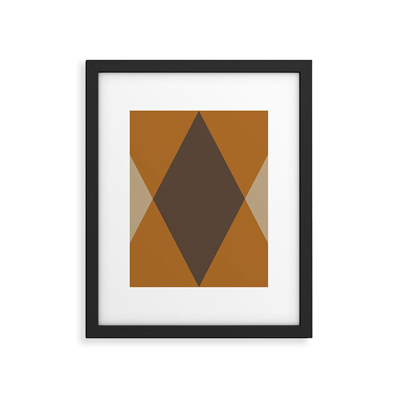 Retro Argyle Diamond Pattern Brown Caramel Framed Art Print Gallery Image 5