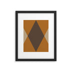 Retro Argyle Diamond Pattern Brown Caramel Framed Art Print Gallery Image 5