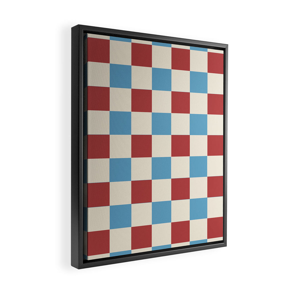 Retro Checkerboard Pattern - Cozy Heirloom Framed Canvas Print Gallery Image 2
