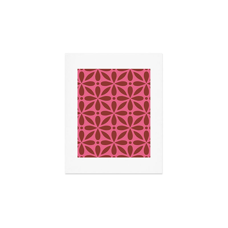 Retro Floral Geometric Pattern Art Print Gallery Image 1