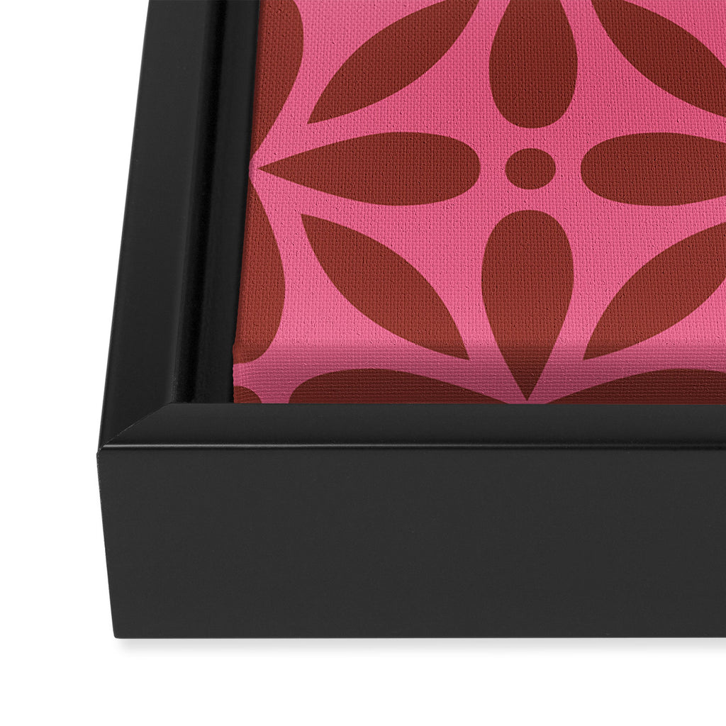 Retro Floral Geometric Pattern Framed Canvas Print Gallery Image 3