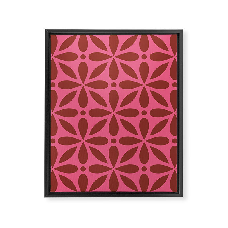 Retro Floral Geometric Pattern Framed Canvas Print Gallery Image 8