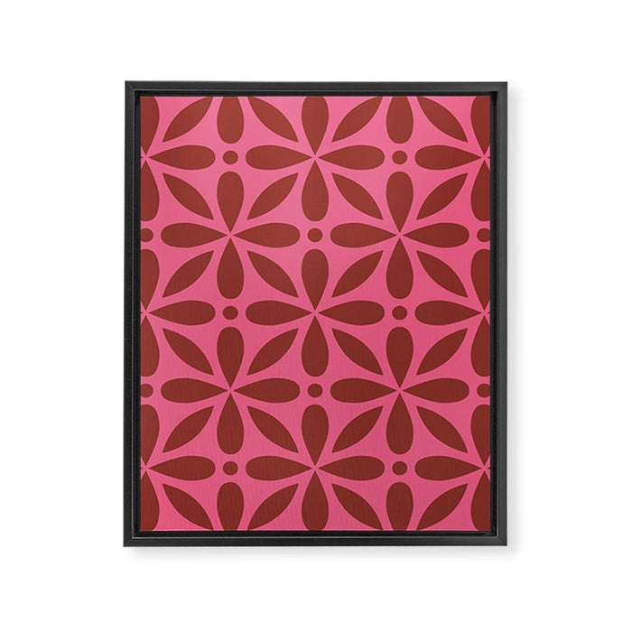Retro Floral Geometric Pattern Framed Canvas Print Gallery Image 1