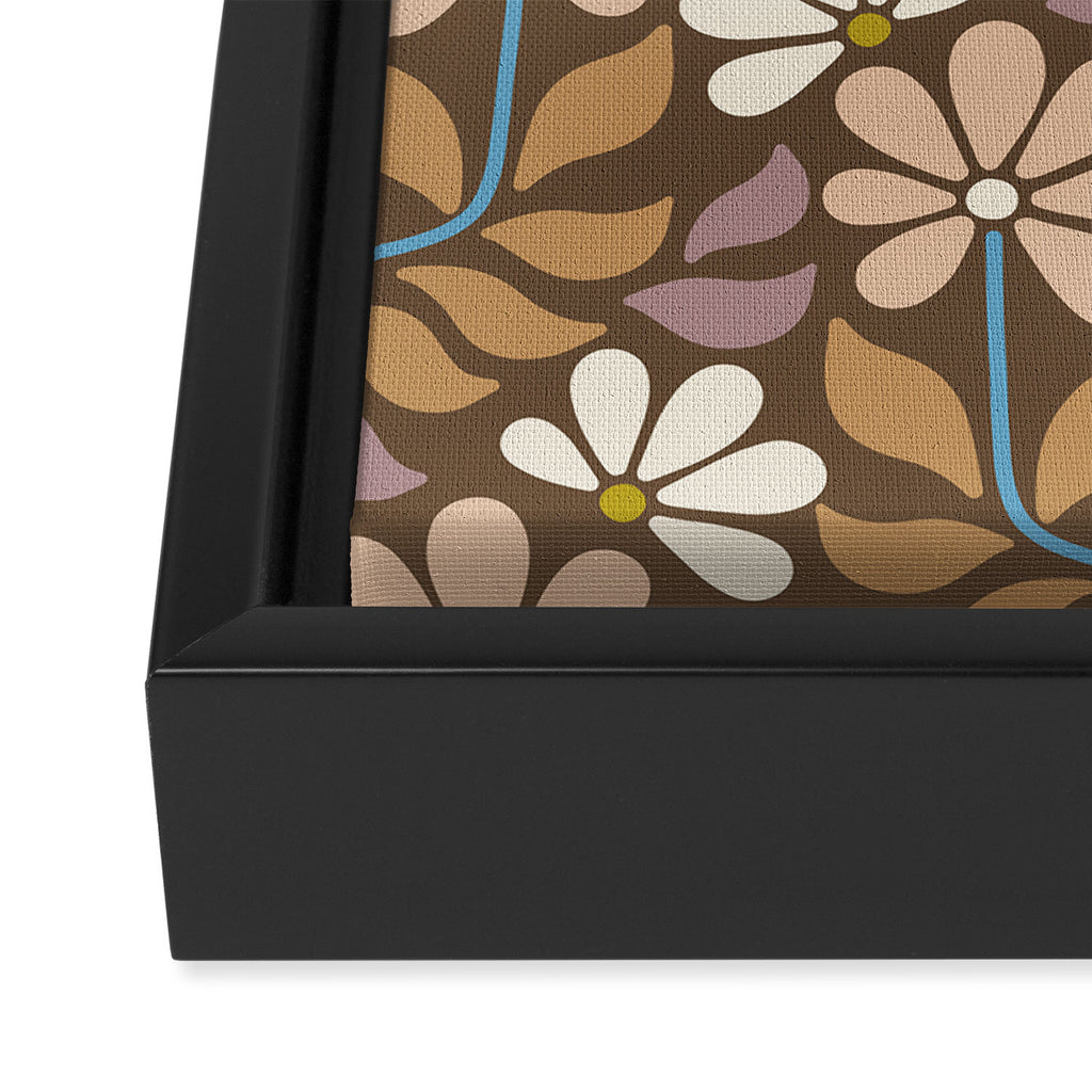 Retro Floral Pattern Bloom Framed Canvas Print Gallery Image 3