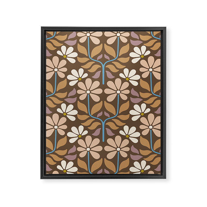 Retro Floral Pattern Bloom Framed Canvas Print Gallery Image 8