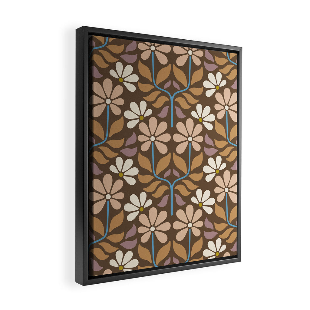 Retro Floral Pattern Bloom Framed Canvas Print Gallery Image 2