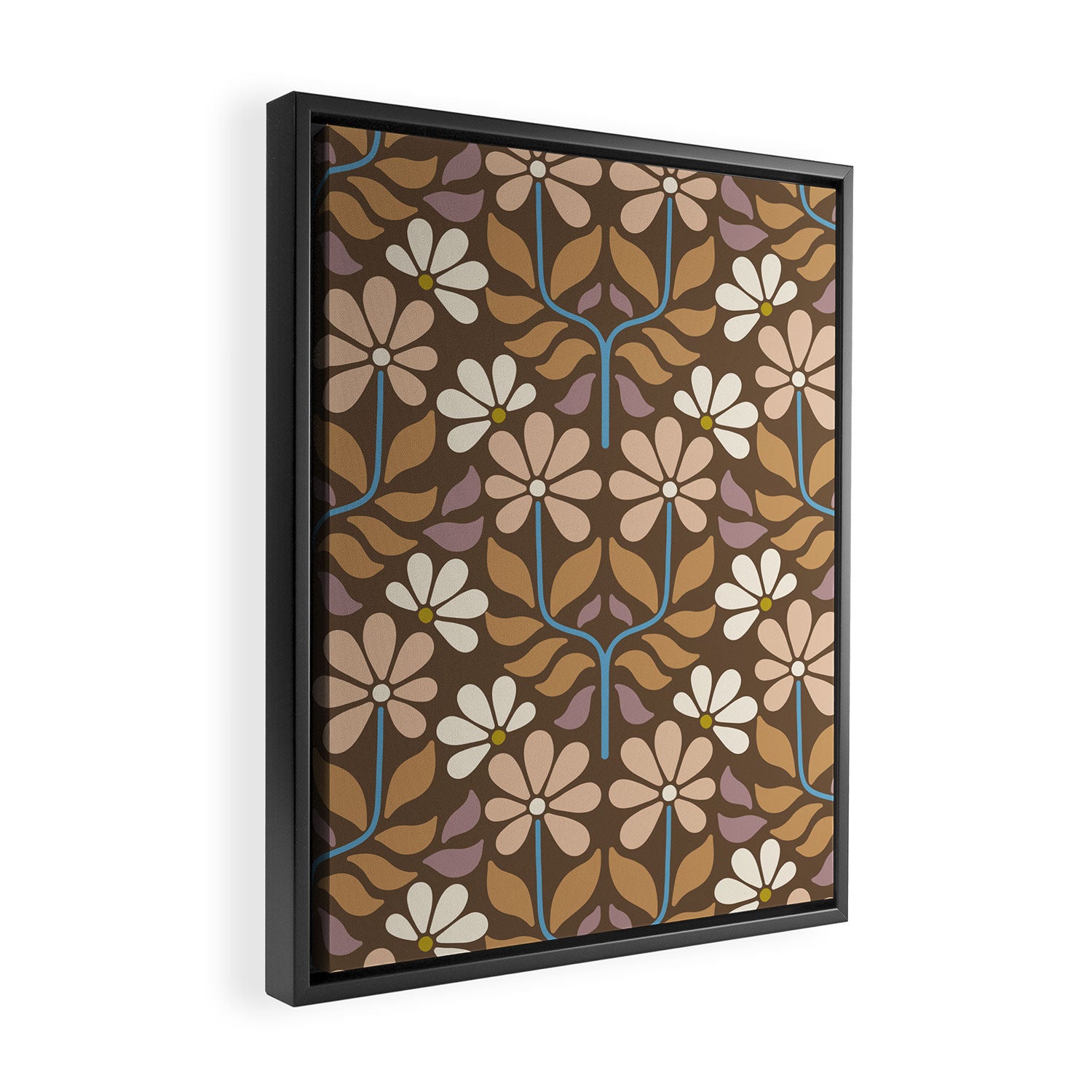 Retro Floral Pattern Bloom Framed Canvas Print Gallery Image 2