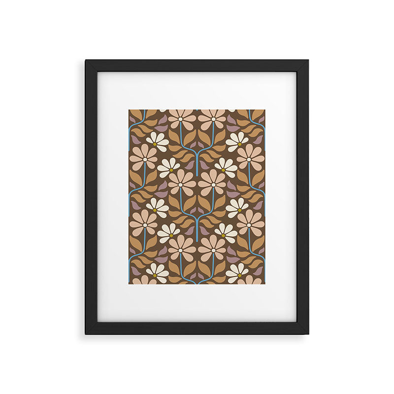 Retro Floral Pattern Bloom Framed Art Print Gallery Image 6