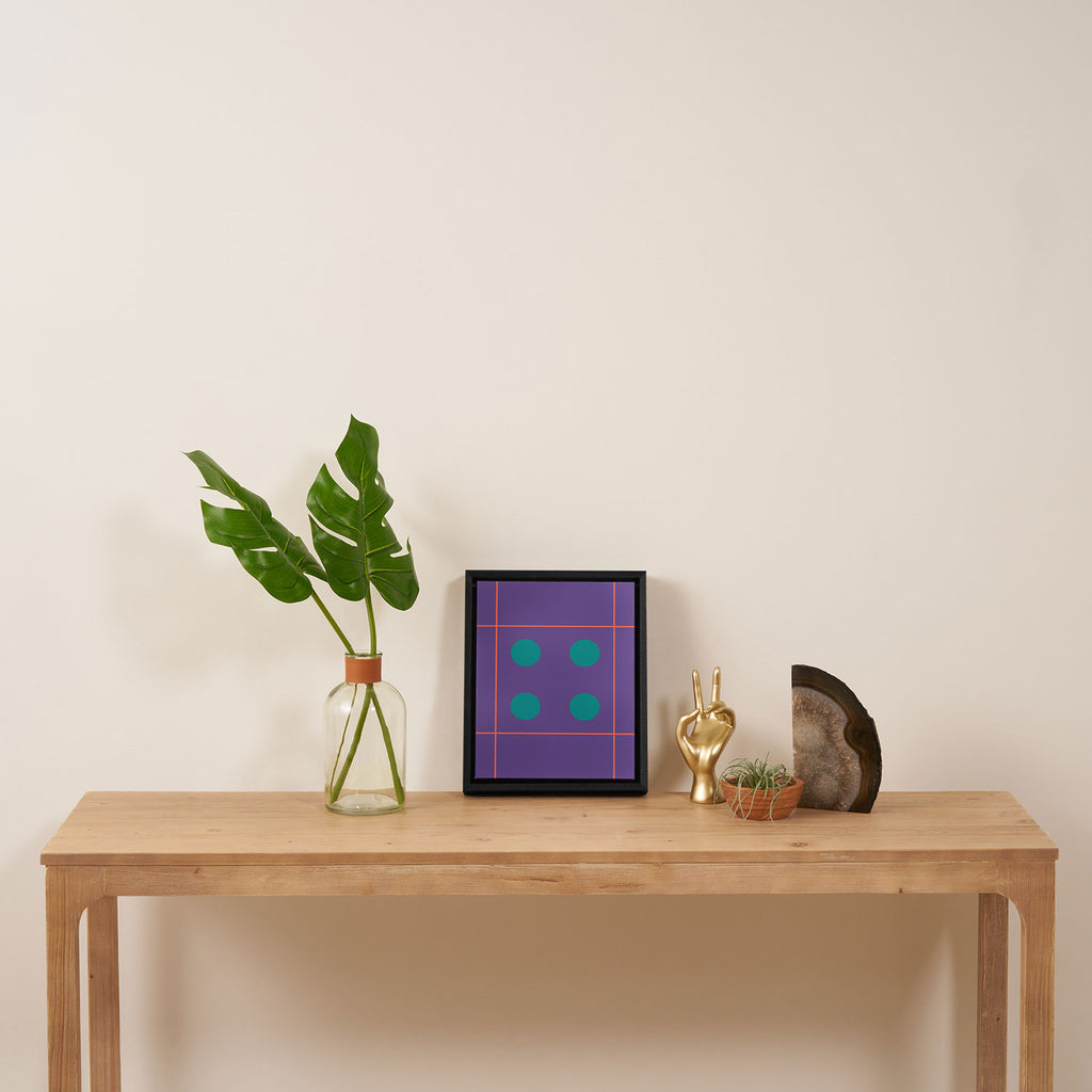 Retro Geometric Circle Grid Framed Canvas Print Gallery Image 4