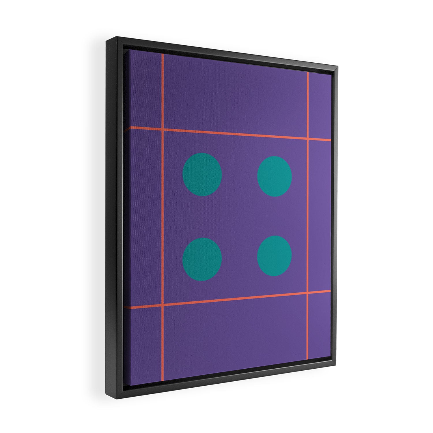 Retro Geometric Circle Grid Framed Canvas Print Gallery Image 2