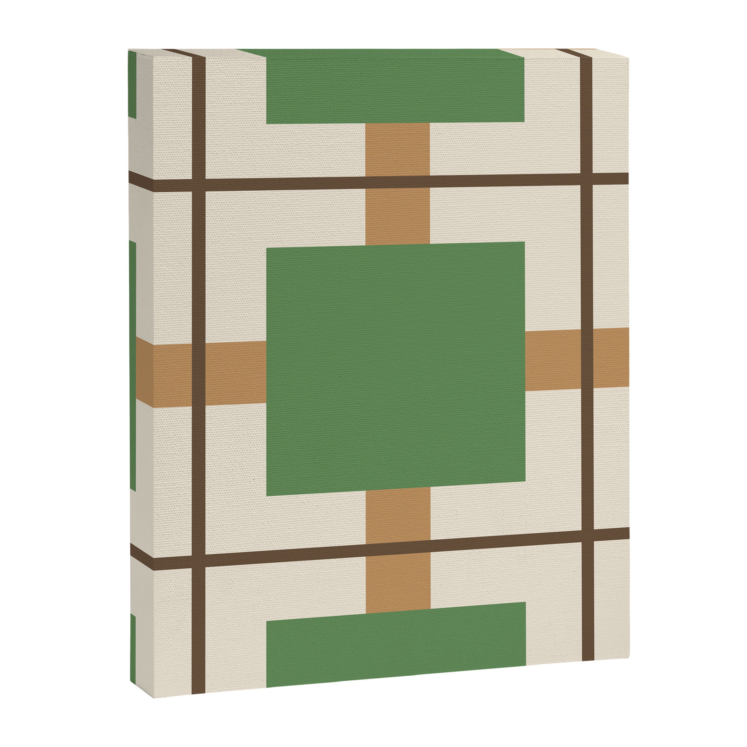 Retro Geometric Plaid Green Camel Canvas Print Gallery Image 8