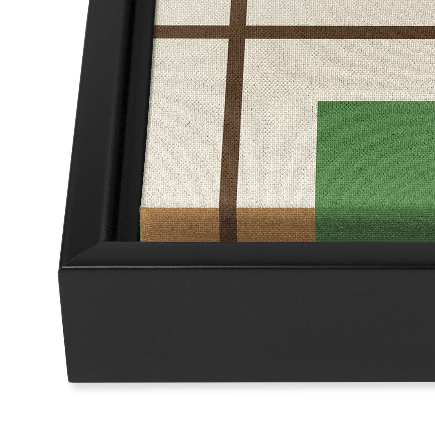 Retro Geometric Plaid Green Camel Framed Canvas Print Gallery Image 3