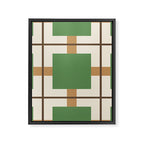 Retro Geometric Plaid Green Camel Framed Canvas Print Gallery Image 8