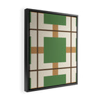 Retro Geometric Plaid Green Camel Framed Canvas Print Gallery Image 2