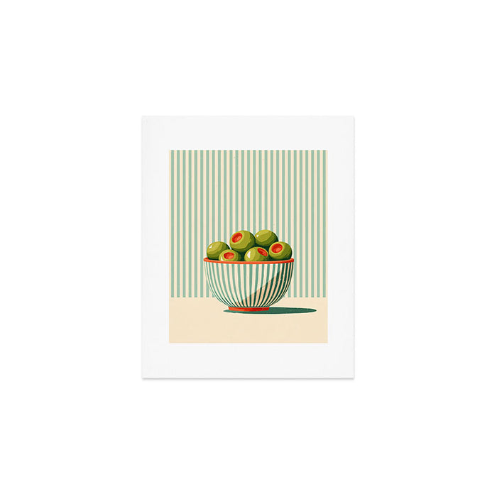 Retro Olive Bowl Illustration Art Print Gallery Image 1