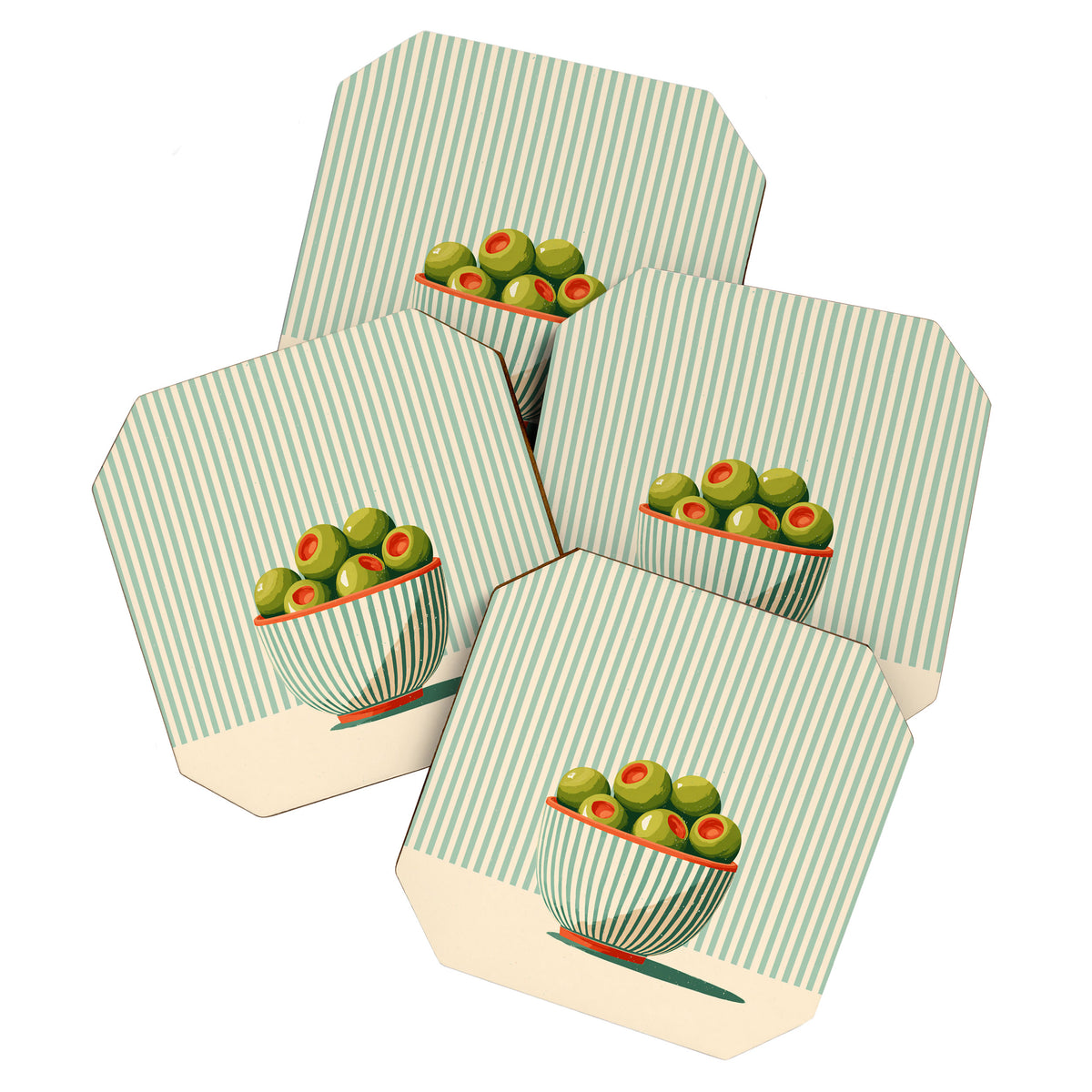 Retro Olive Bowl Illustration Coaster Gallery Image 1