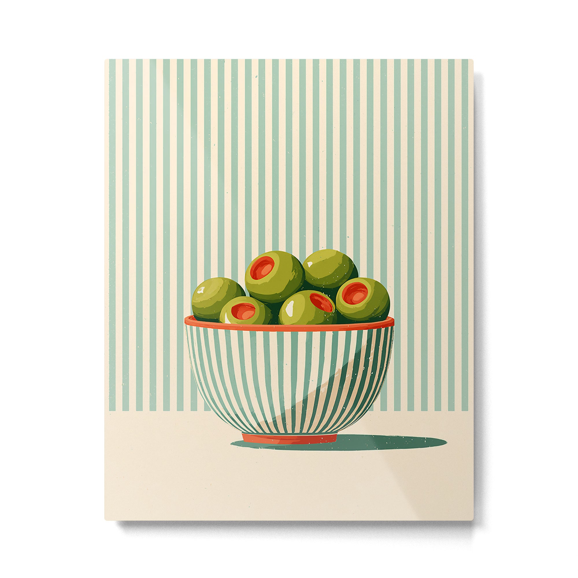 Retro Olive Bowl Illustration Metal Print Gallery Image 6
