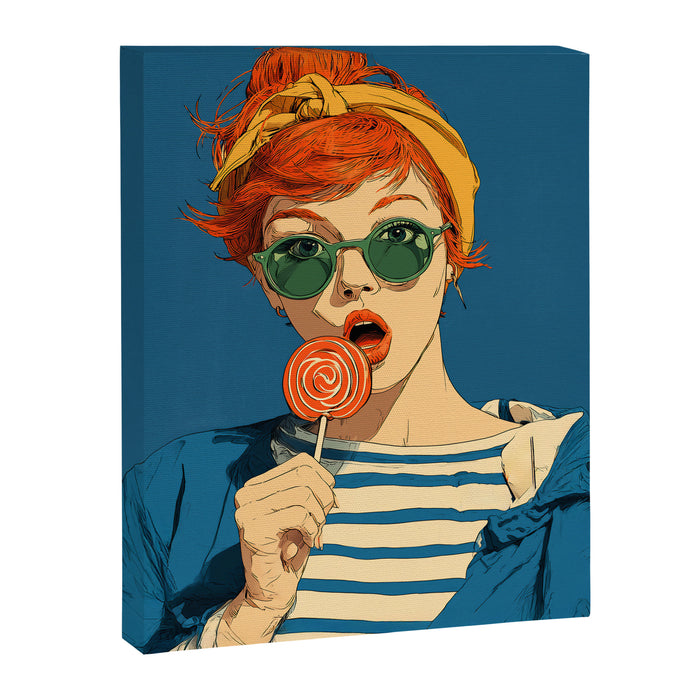 Retro Pop Lollipop Girl Canvas Print Gallery Image 1