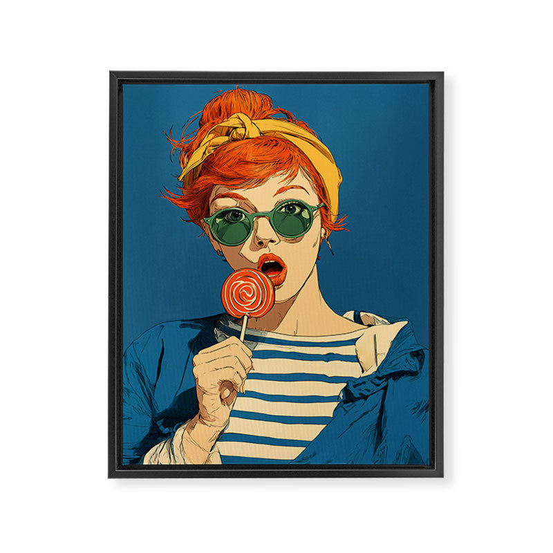 Retro Pop Lollipop Girl Framed Canvas Print Gallery Image 6