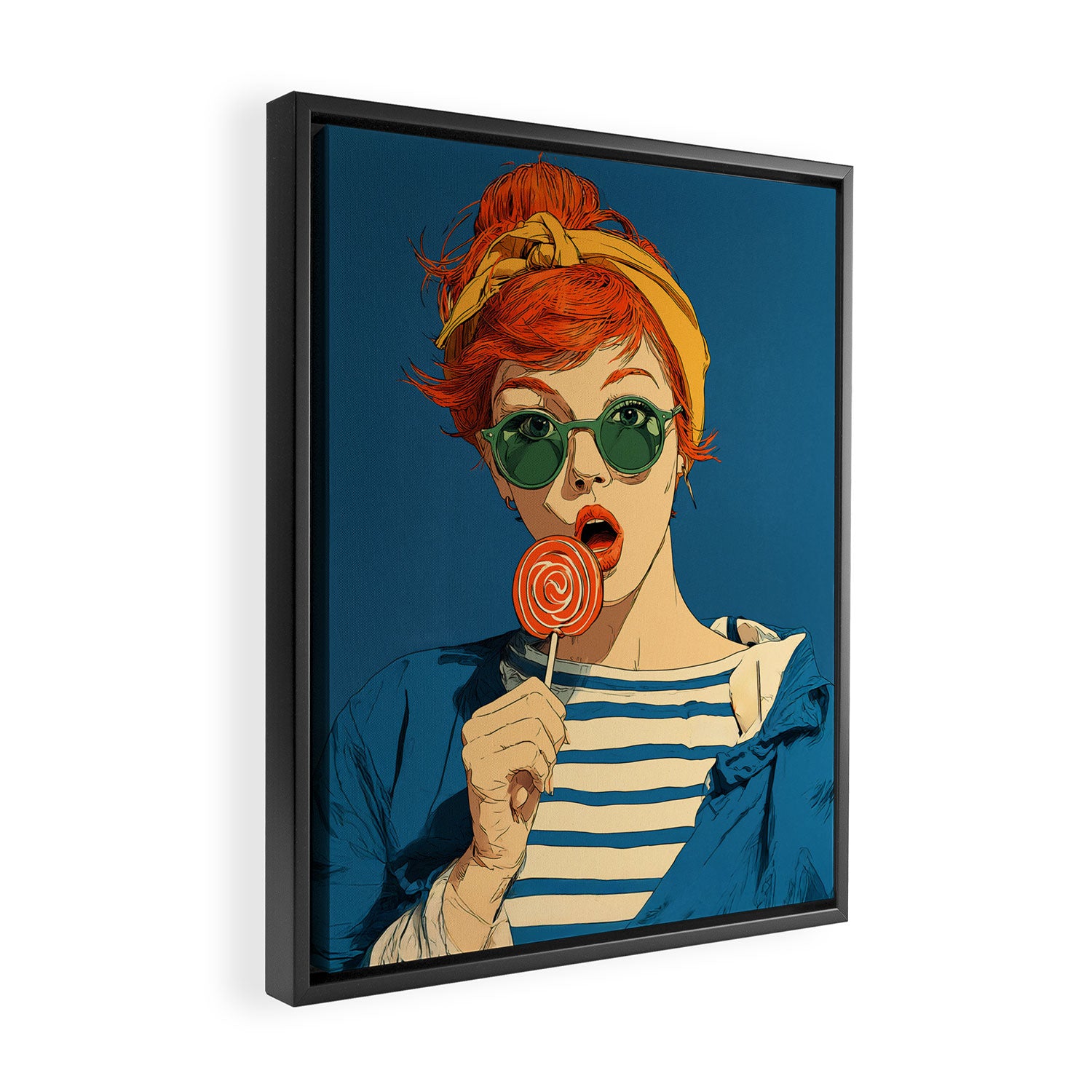 Retro Pop Lollipop Girl Framed Canvas Print Gallery Image 2