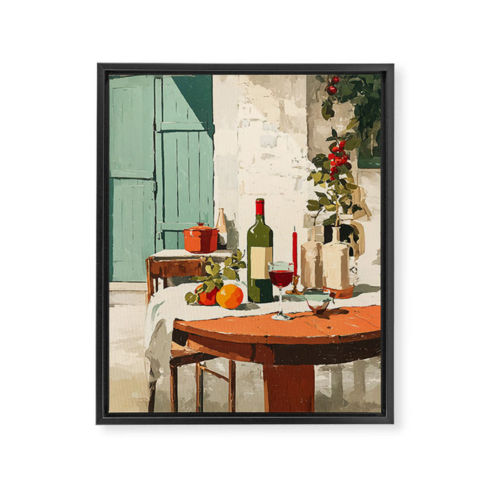 Rustic Holiday Courtyard Still Life Framed Canvas Print Gallery Image 1