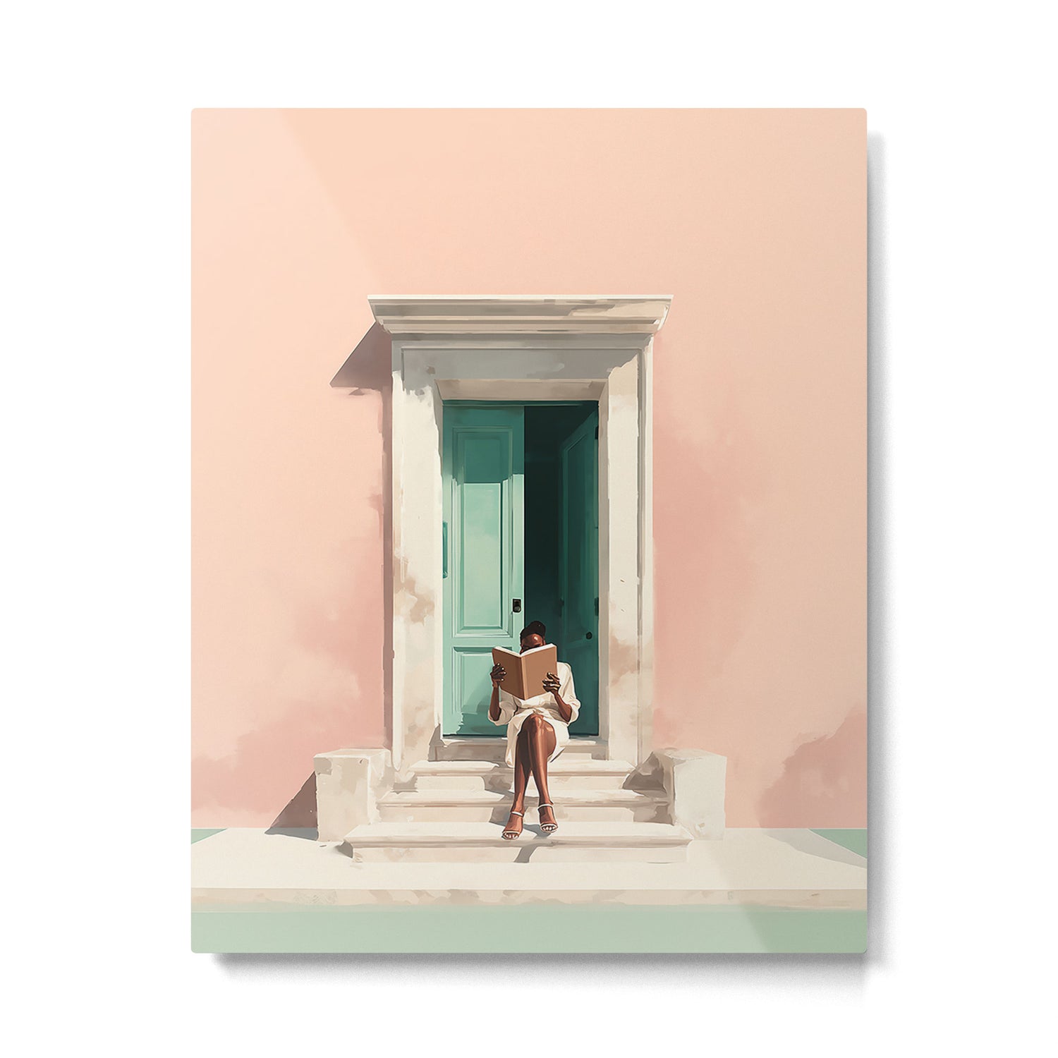 Serene Reading Moment Pastel Architecture Metal Print Gallery Image 4