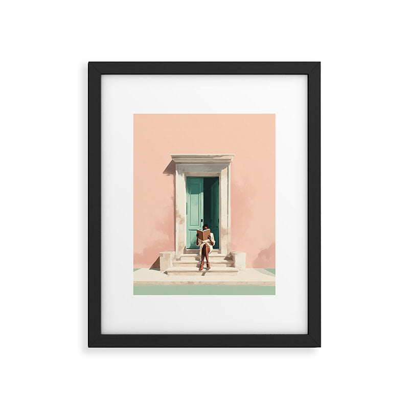 Serene Reading Moment Pastel Architecture Framed Art Print Gallery Image 5