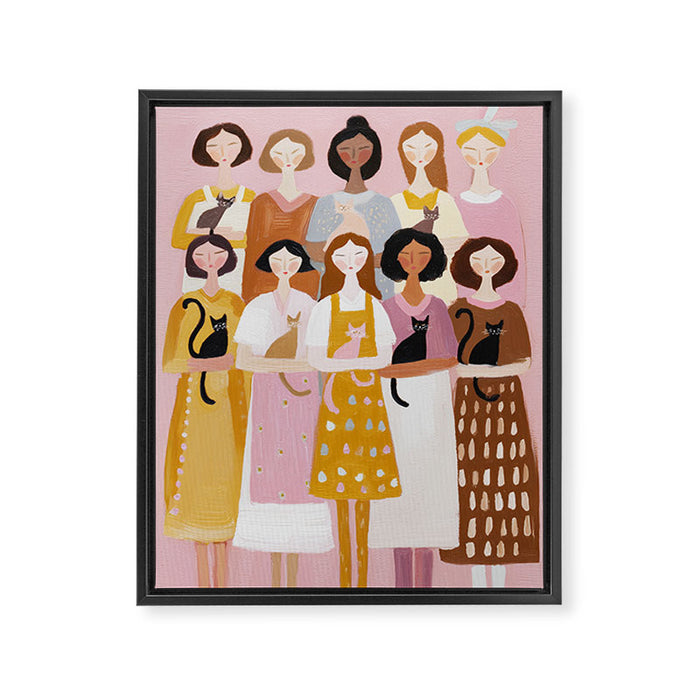 Sisterhood of Cat Lovers Framed Canvas Print Gallery Image 1