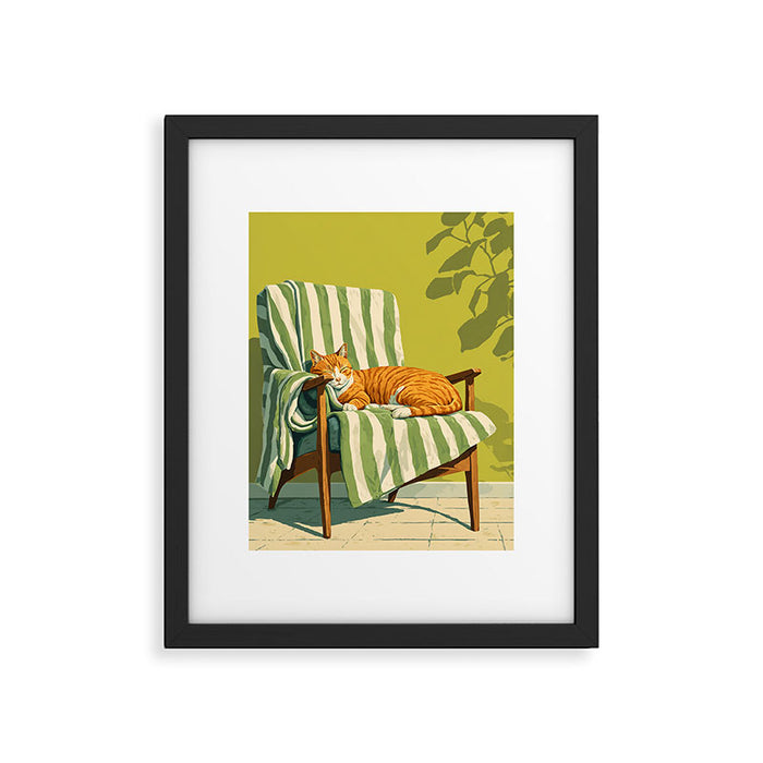 Sleeping Ginger Cat Sunshine Framed Art Print Gallery Image 1