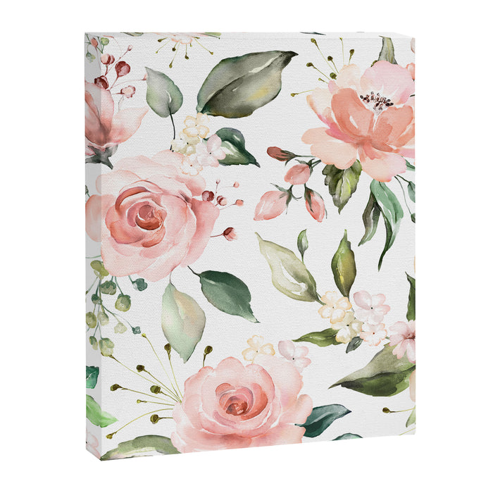 Sunny Floral Pastel Pink Watercolor Flower Pattern Canvas Print Gallery Image 1