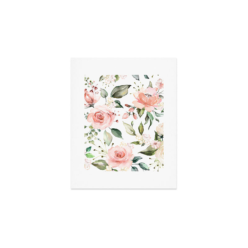 Sunny Floral Pastel Pink Watercolor Flower Pattern Art Print Gallery Image 1