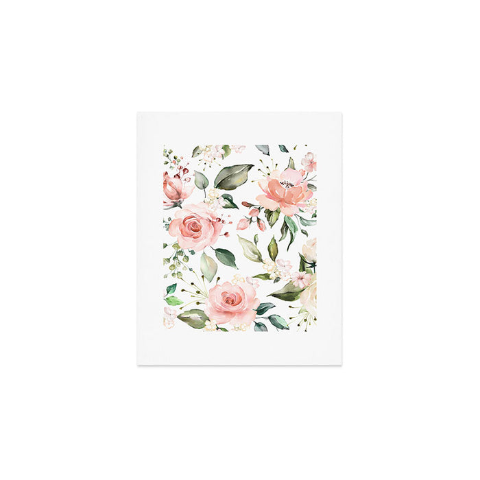 Sunny Floral Pastel Pink Watercolor Flower Pattern Art Print Gallery Image 1