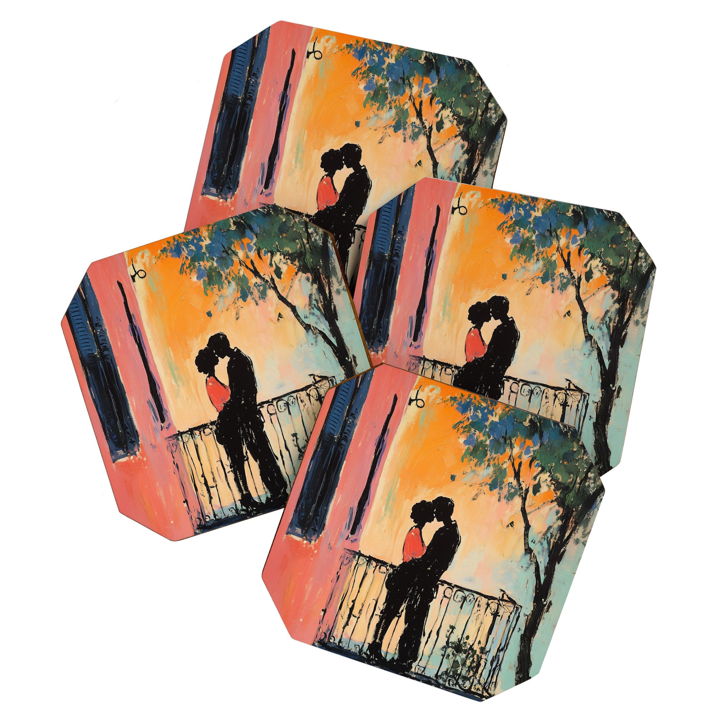 Sunset Balcony Lovers Coaster Gallery Image 1