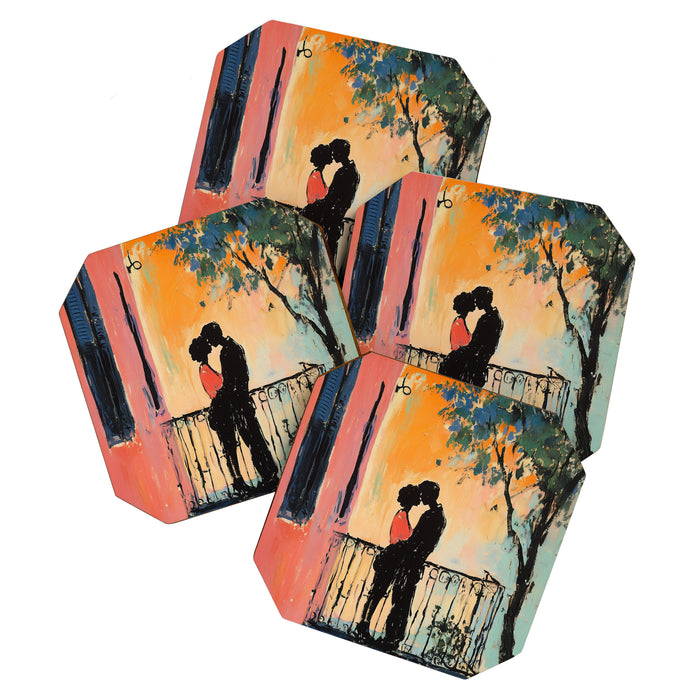 Sunset Balcony Lovers Coaster Gallery Image 1