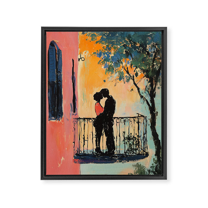 Sunset Balcony Lovers Framed Canvas Print Gallery Image 6
