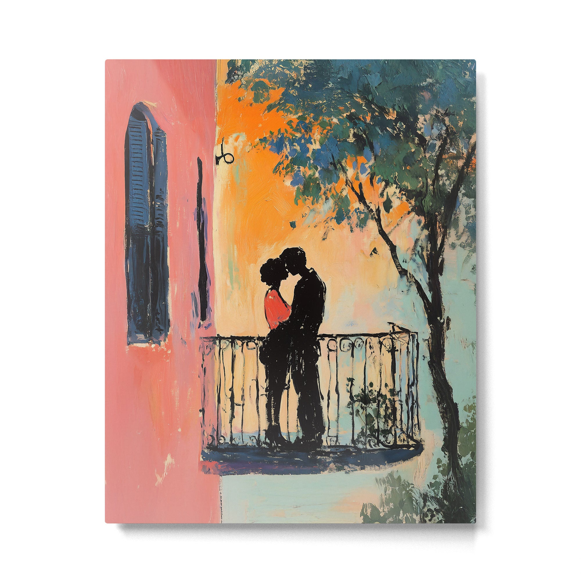 Sunset Balcony Lovers Metal Print Gallery Image 4